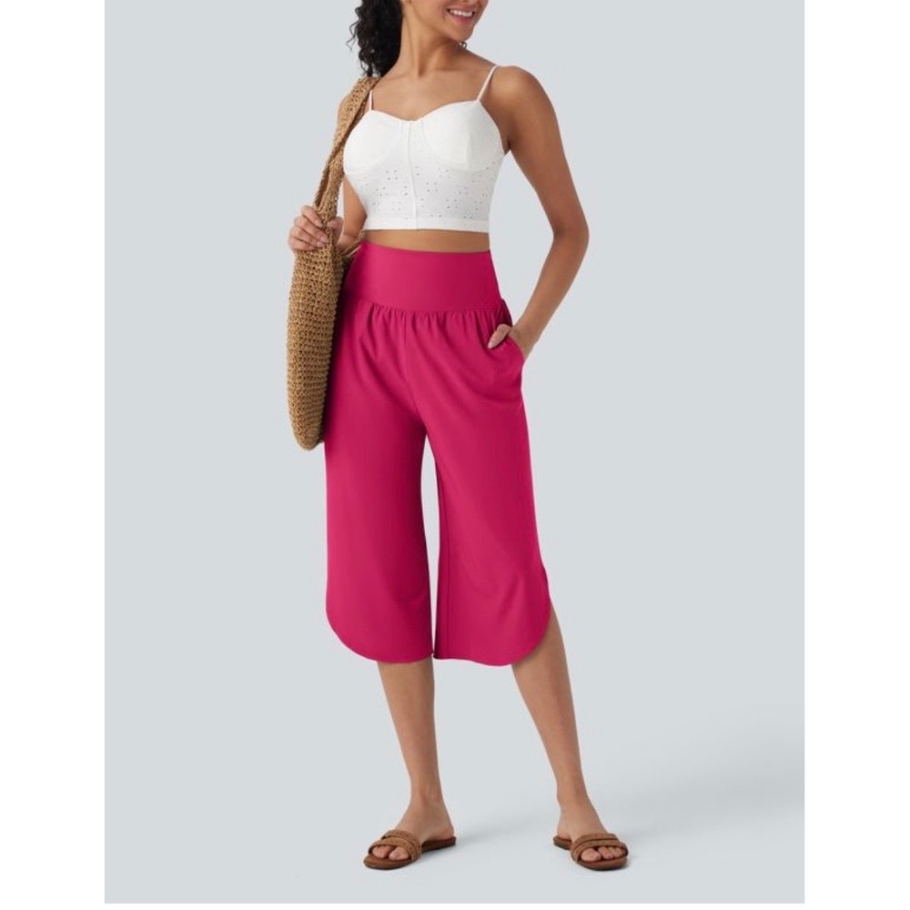 Halara Breezeful High Waisted Capri Pants Bright Rose Size M NWT